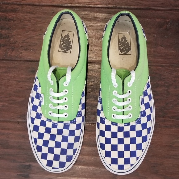 neon green checkered vans